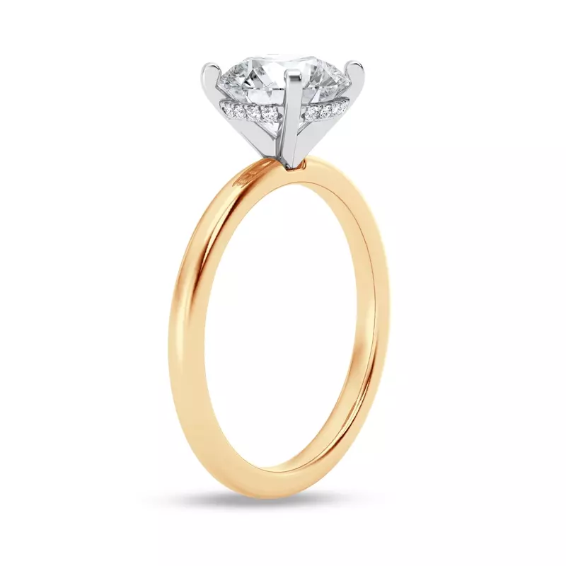 14K Yellow Gold Signature Hearts & Arrows Hidden Halo Engagement Ring (2mm)