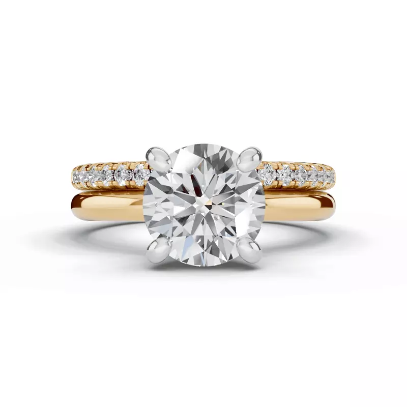 14K Yellow Gold Signature Hearts & Arrows Hidden Halo Engagement Ring (2mm)