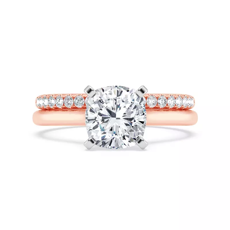 18K Rose Gold Signature Hearts & Arrows Hidden Halo Cathedral Engagement Ring (2mm)