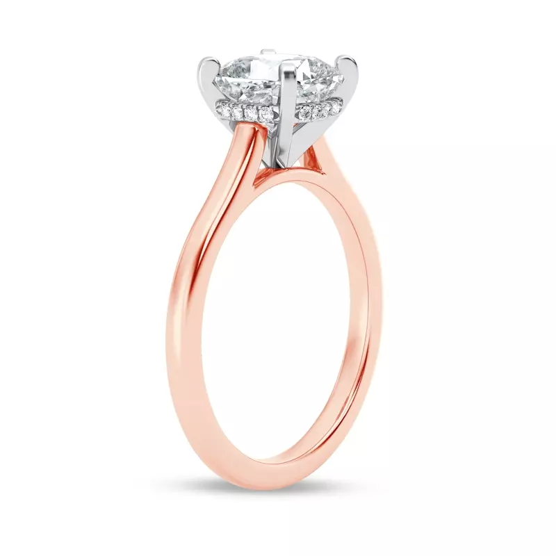 18K Rose Gold Signature Hearts & Arrows Hidden Halo Cathedral Engagement Ring (2mm)