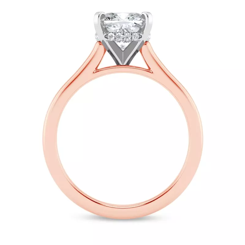 18K Rose Gold Signature Hearts & Arrows Hidden Halo Cathedral Engagement Ring (2mm)
