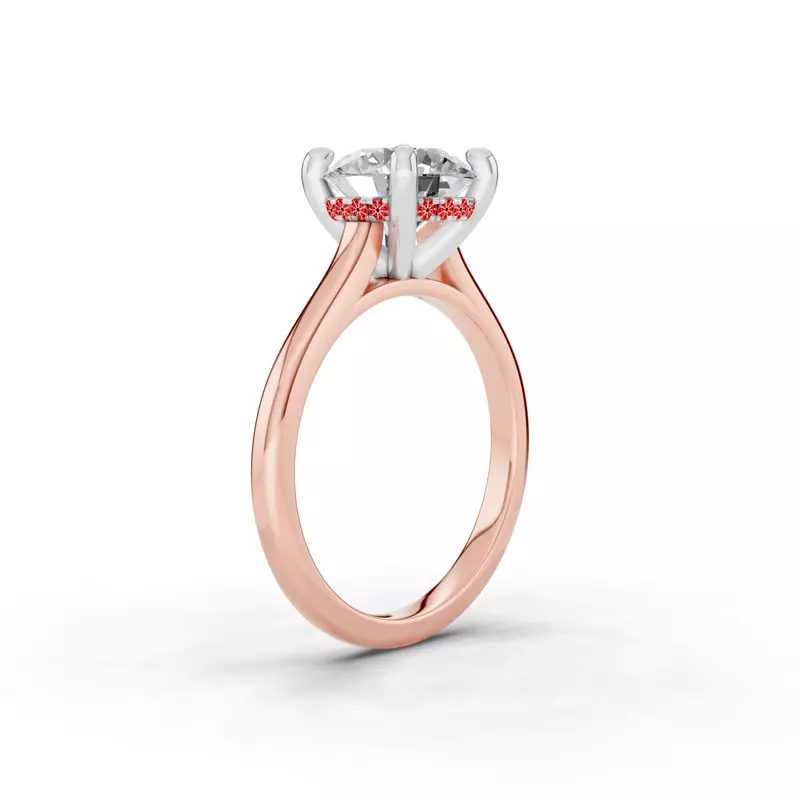 18K Rose Gold Signature Hearts & Arrows Hidden Halo Cathedral Engagement Ring (2mm)