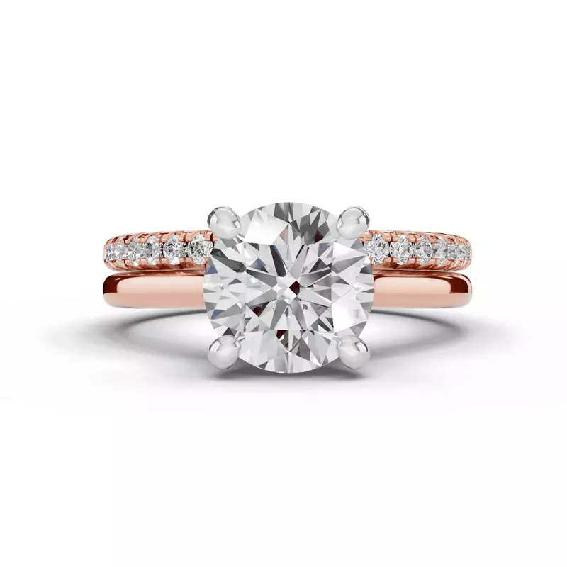 18K Rose Gold Signature Hearts & Arrows Hidden Halo Cathedral Engagement Ring (2mm)