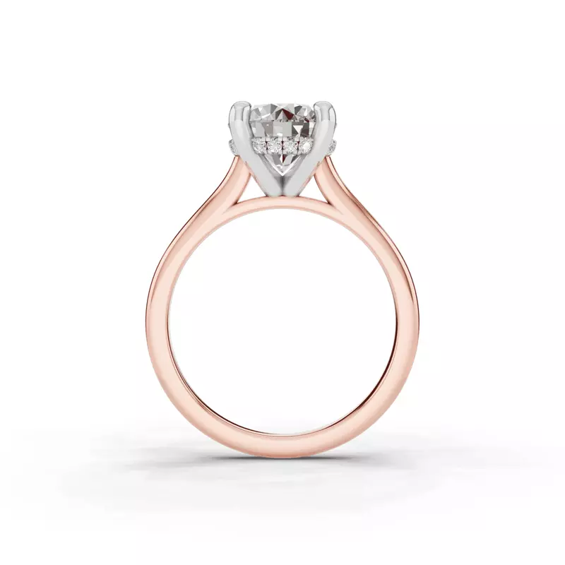 18K Rose Gold Signature Hearts & Arrows Hidden Halo Cathedral Engagement Ring (2mm)