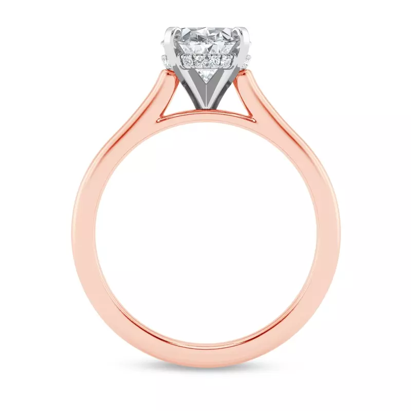 18K Rose Gold Signature Hearts & Arrows Hidden Halo Cathedral Engagement Ring (2mm)