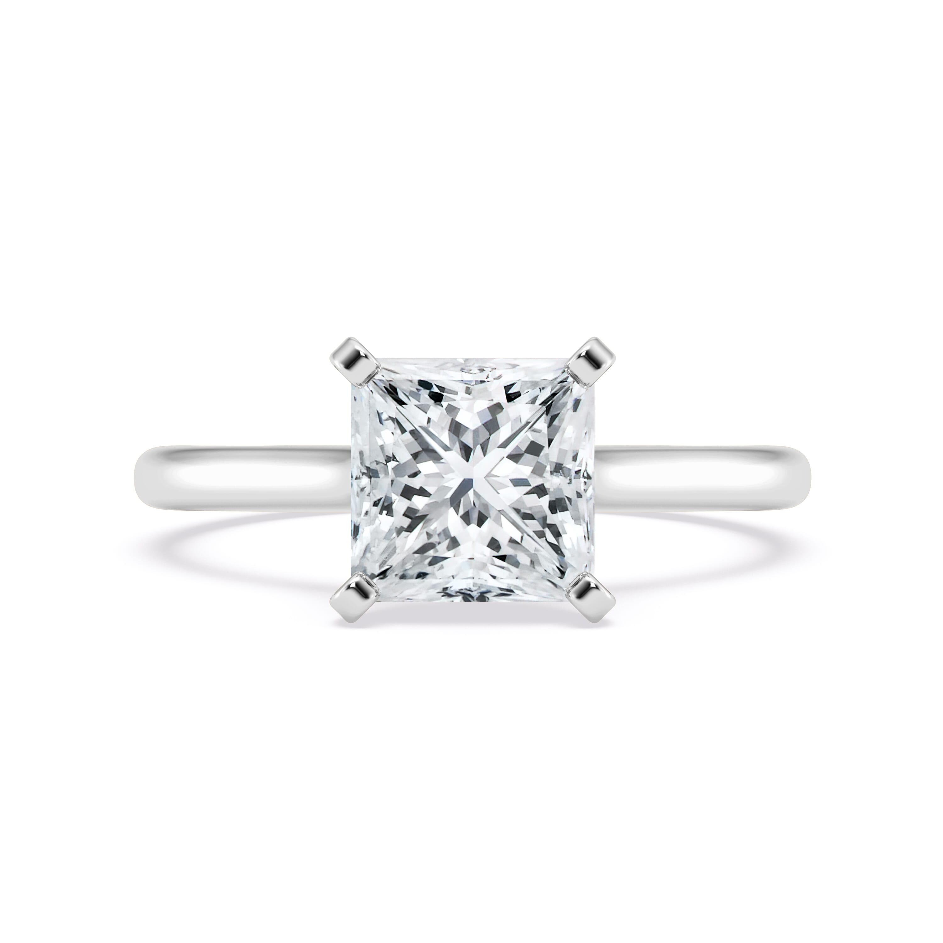 18K White Gold Signature Hearts & Arrows Hidden Halo Cathedral Engagement Ring (2mm)