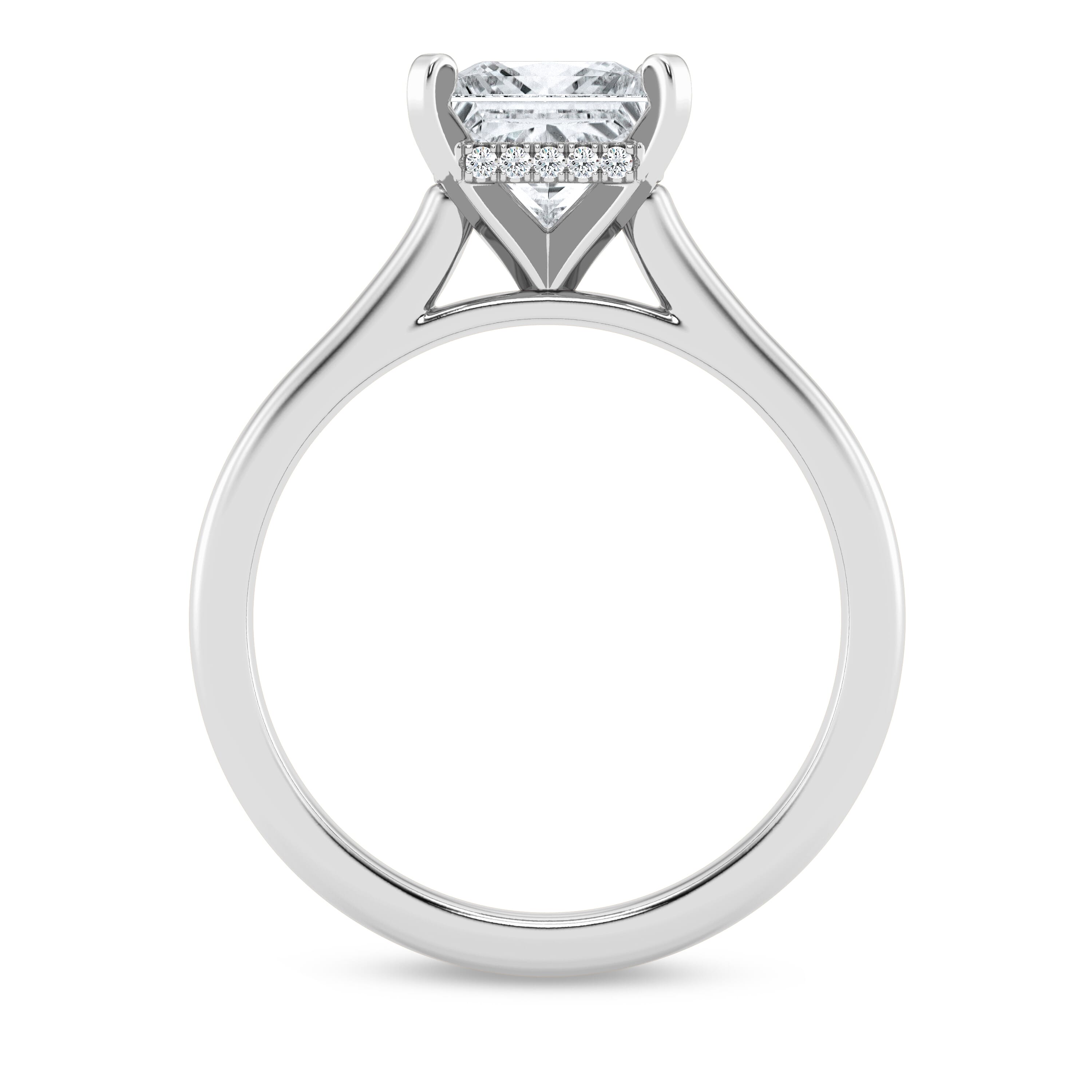 18K White Gold Signature Hearts & Arrows Hidden Halo Cathedral Engagement Ring (2mm)