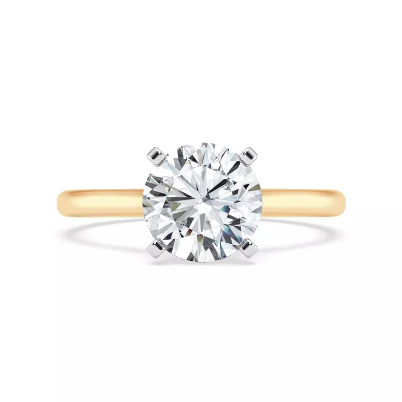 18K Yellow Gold Signature Hearts & Arrows Hidden Halo Cathedral Engagement Ring (2mm)