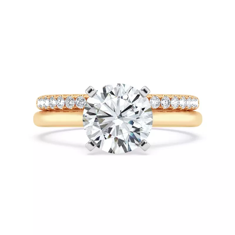 18K Yellow Gold Signature Hearts & Arrows Hidden Halo Cathedral Engagement Ring (2mm)