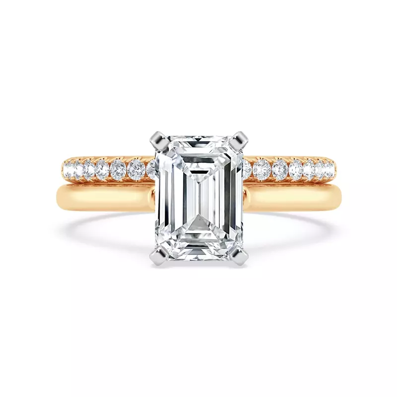 18K Yellow Gold Signature Hearts & Arrows Hidden Halo Cathedral Engagement Ring (2mm)