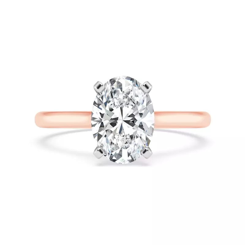 14K Rose Gold Signature Hearts & Arrows Hidden Halo Cathedral Engagement Ring (2mm)