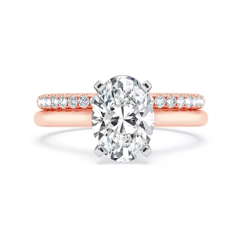 14K Rose Gold Signature Hearts & Arrows Hidden Halo Cathedral Engagement Ring (2mm)