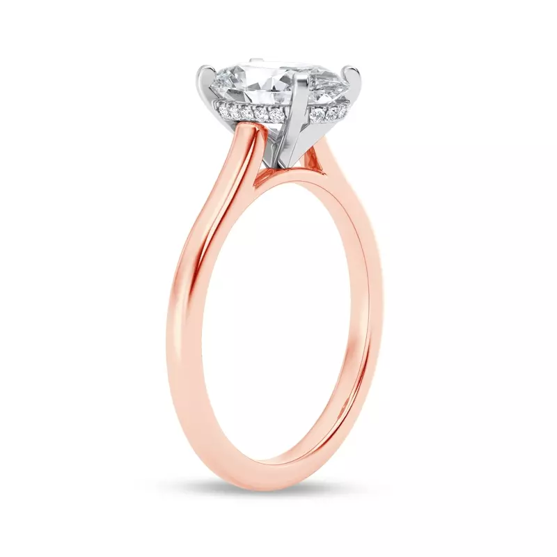 14K Rose Gold Signature Hearts & Arrows Hidden Halo Cathedral Engagement Ring (2mm)