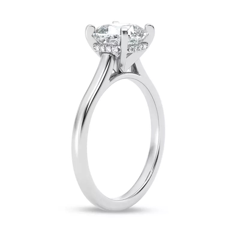 14K White Gold Signature Hearts & Arrows Hidden Halo Cathedral Engagement Ring (2mm)