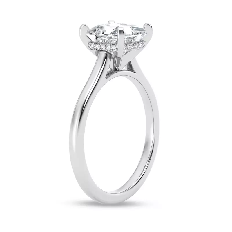 14K White Gold Signature Hearts & Arrows Hidden Halo Cathedral Engagement Ring (2mm)