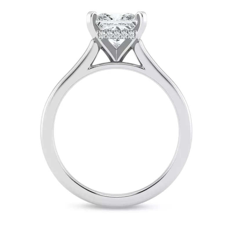 14K White Gold Signature Hearts & Arrows Hidden Halo Cathedral Engagement Ring (2mm)