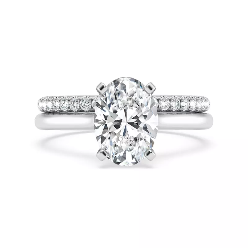 14K White Gold Signature Hearts & Arrows Hidden Halo Cathedral Engagement Ring (2mm)