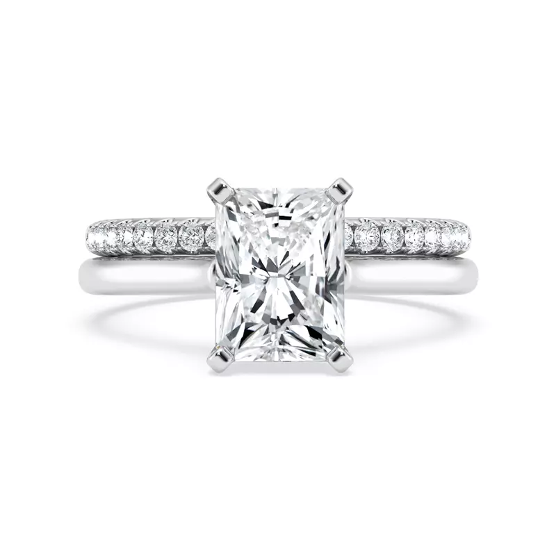 14K White Gold Signature Hearts & Arrows Hidden Halo Cathedral Engagement Ring (2mm)