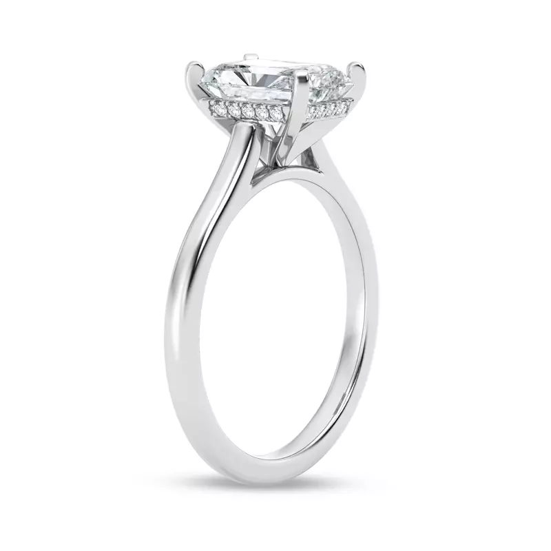 14K White Gold Signature Hearts & Arrows Hidden Halo Cathedral Engagement Ring (2mm)