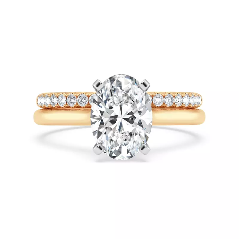 14K Yellow Gold Signature Hearts & Arrows Hidden Halo Cathedral Engagement Ring (2mm)