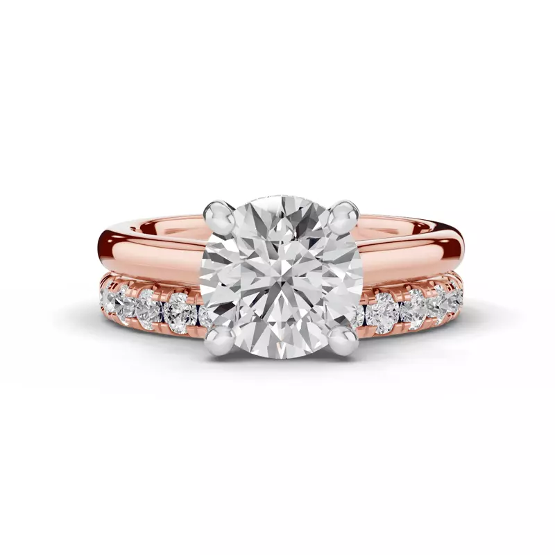 14K Rose Gold Tradition Hidden Halo Cathedral Engagement Ring (2.7mm)