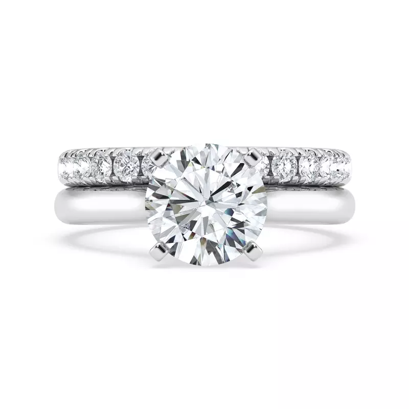 14K White Gold Signature Hearts & Arrows Hidden Halo Cathedral Engagement Ring (2.7mm)