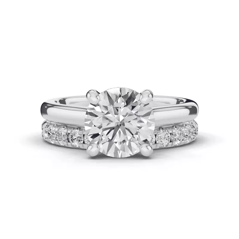 14K White Gold Signature Hearts & Arrows Hidden Halo Cathedral Engagement Ring (2.7mm)