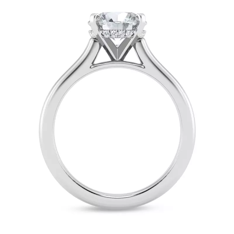14K White Gold Signature Hearts & Arrows Hidden Halo Cathedral Engagement Ring (2.7mm)