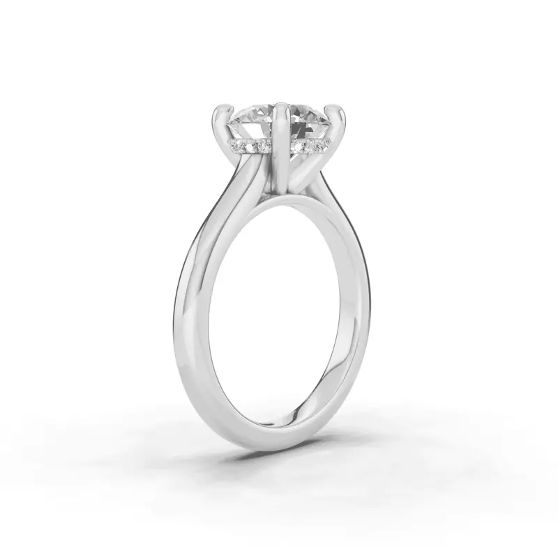 14K White Gold Signature Hearts & Arrows Hidden Halo Cathedral Engagement Ring (2.7mm)