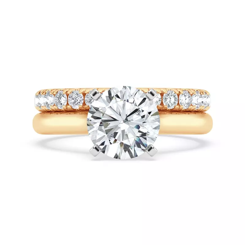 14K Yellow Gold Signature Hearts & Arrows Hidden Halo Cathedral Engagement Ring (2.7mm)