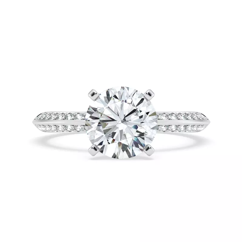 14K White Gold Signature Hearts & Arrows Pavé Knife-Edge Engagement Ring
