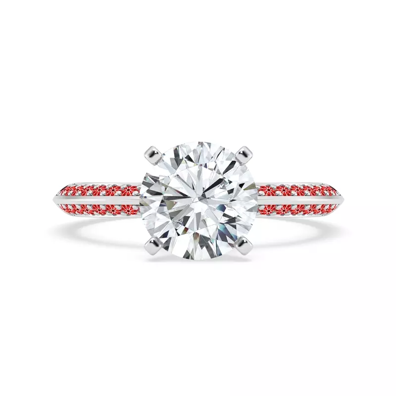 14K White Gold Signature Hearts & Arrows Pavé Knife-Edge Engagement Ring