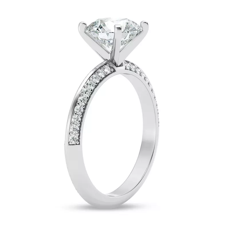 14K White Gold Signature Hearts & Arrows Pavé Knife-Edge Engagement Ring