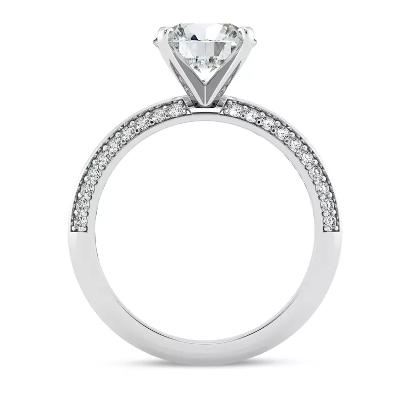 14K White Gold Signature Hearts & Arrows Pavé Knife-Edge Engagement Ring
