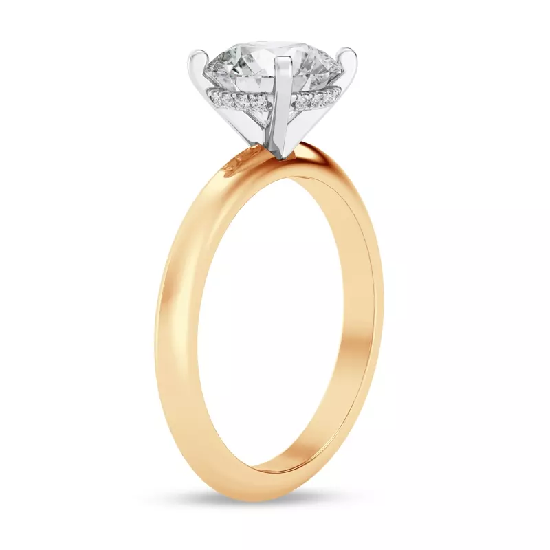 18K Yellow Gold Signature Hearts & Arrows Hidden Halo Knife-Edge Engagement Ring