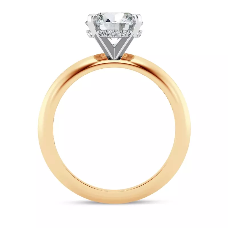 18K Yellow Gold Signature Hearts & Arrows Hidden Halo Knife-Edge Engagement Ring