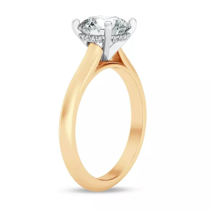 18K Yellow Gold Signature Hearts & Arrows Hidden Halo Knife-Edge Cathedral Engagement Ring