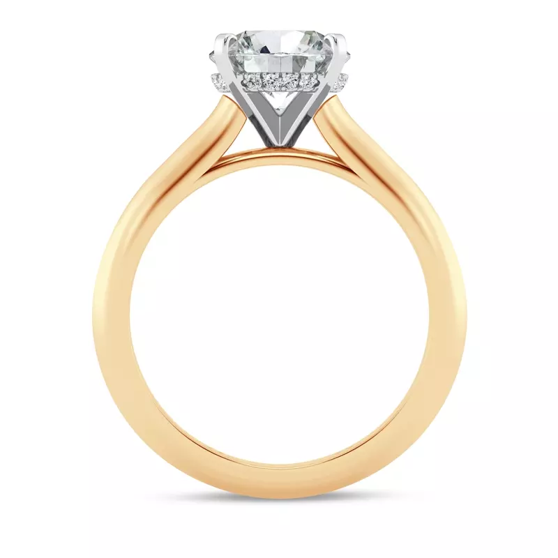 18K Yellow Gold Signature Hearts & Arrows Hidden Halo Knife-Edge Cathedral Engagement Ring