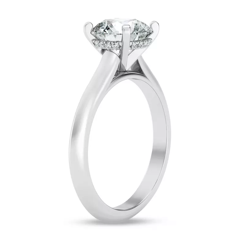 14K White Gold Signature Hearts & Arrows Hidden Halo Knife-Edge Cathedral Engagement Ring