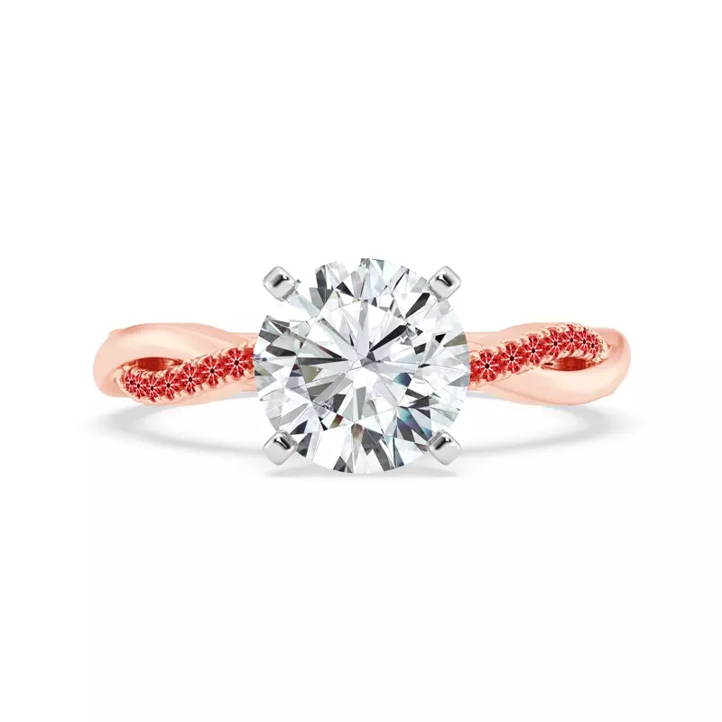 14K Rose Gold Signature Hearts & Arrows Pavé Twist Engagement Ring