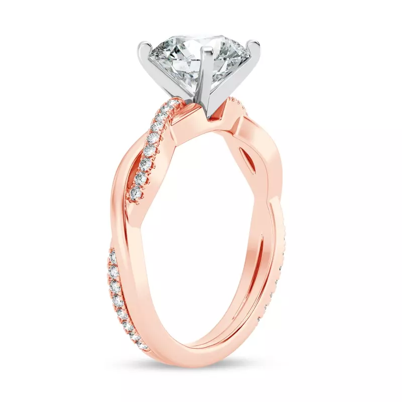 14K Rose Gold Signature Hearts & Arrows Pavé Twist Engagement Ring