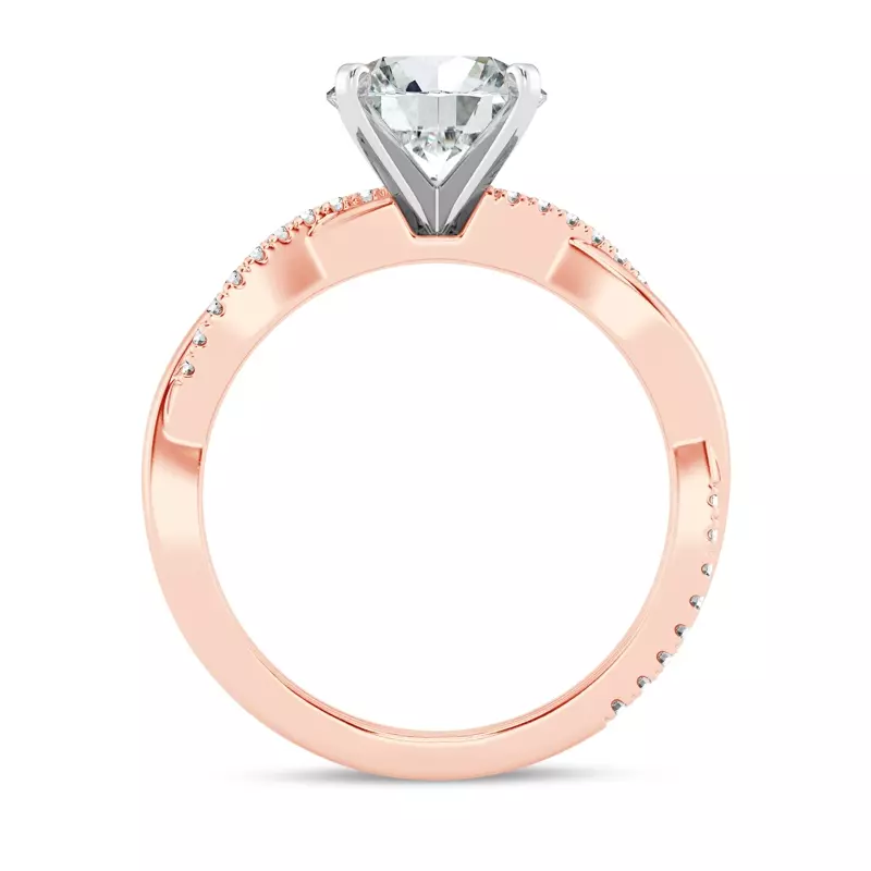 14K Rose Gold Signature Hearts & Arrows Pavé Twist Engagement Ring