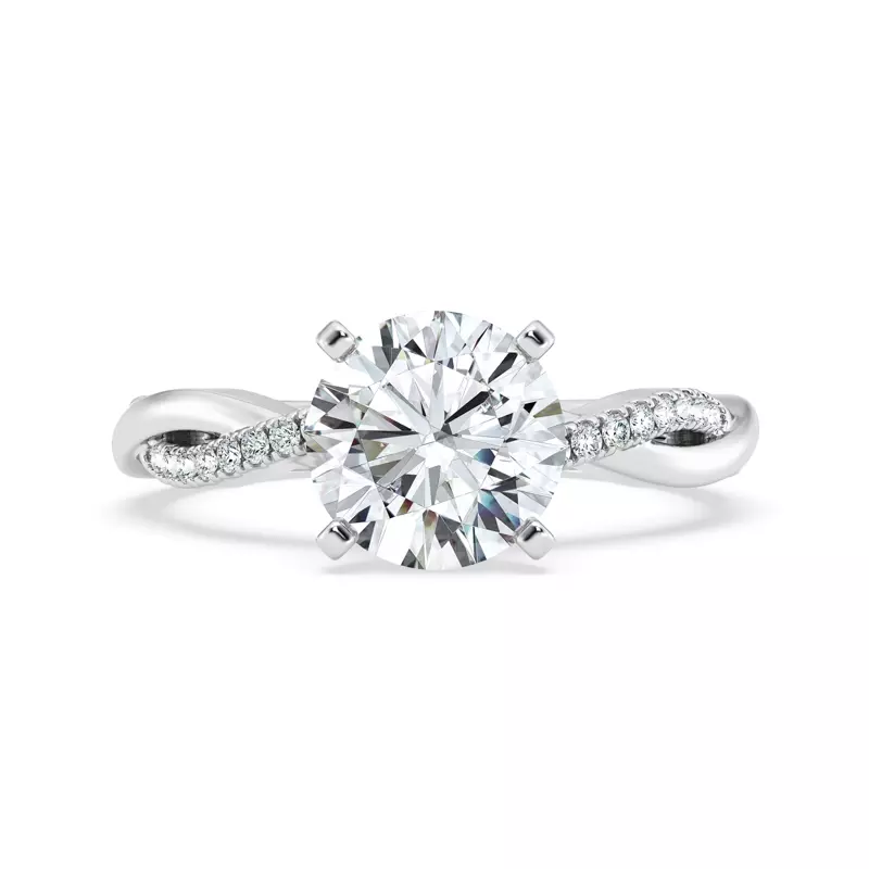 14K White Gold Signature Hearts & Arrows Pavé Twist Engagement Ring