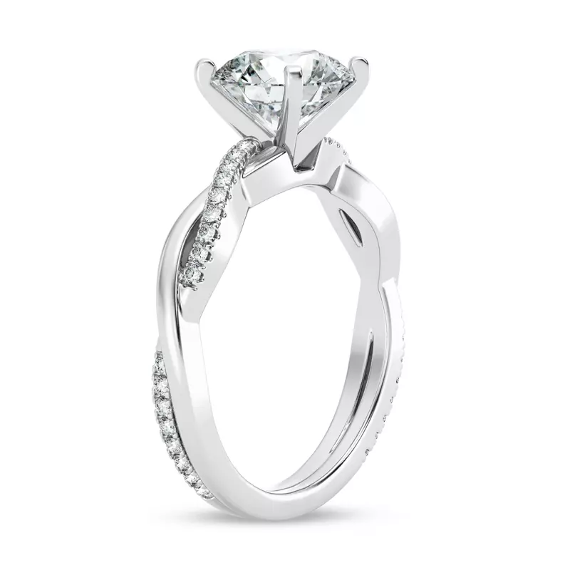 14K White Gold Signature Hearts & Arrows Pavé Twist Engagement Ring