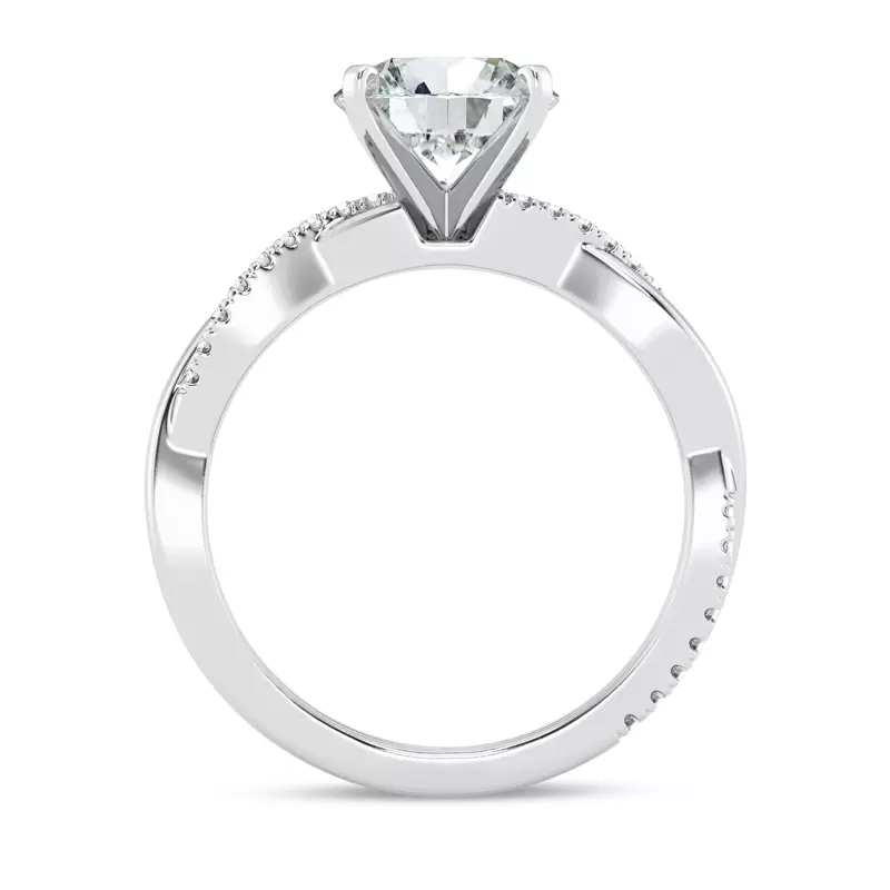 14K White Gold Signature Hearts & Arrows Pavé Twist Engagement Ring
