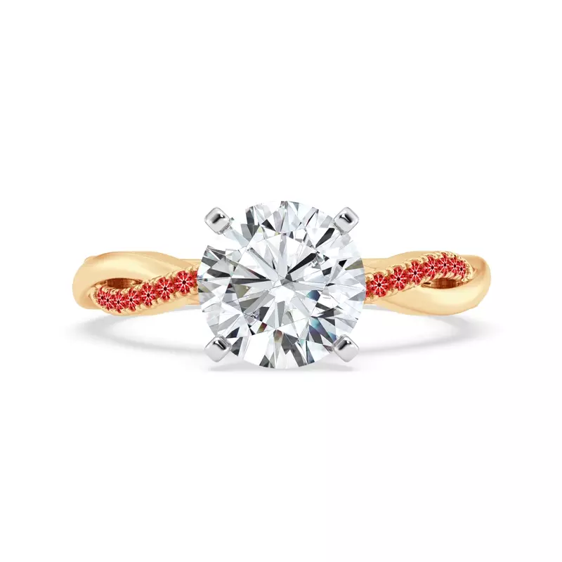 14K Yellow Gold Signature Hearts & Arrows Pavé Twist Engagement Ring