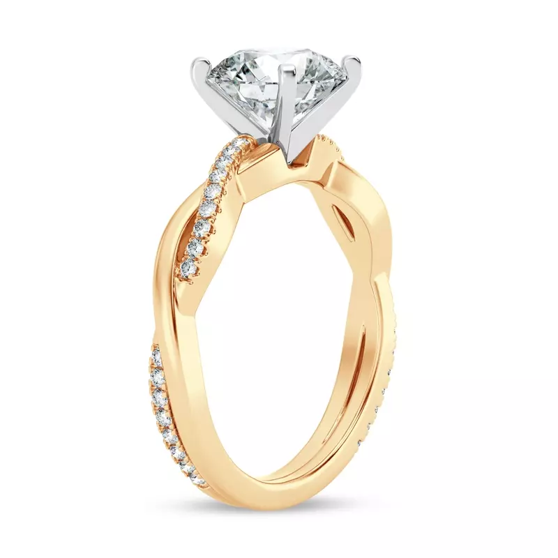 14K Yellow Gold Signature Hearts & Arrows Pavé Twist Engagement Ring