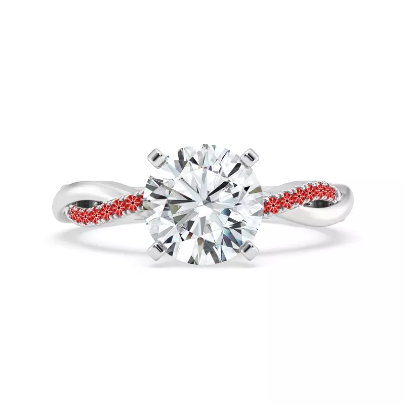 14K White Gold Signature Hearts & Arrows Pavé Twist Engagement Ring With Hidden Halo Engagement Ring