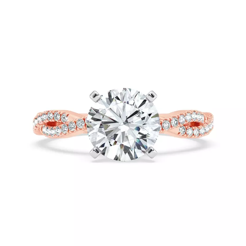 18K Rose Gold Signature Hearts & Arrows Pavé Spiral Engagement Ring