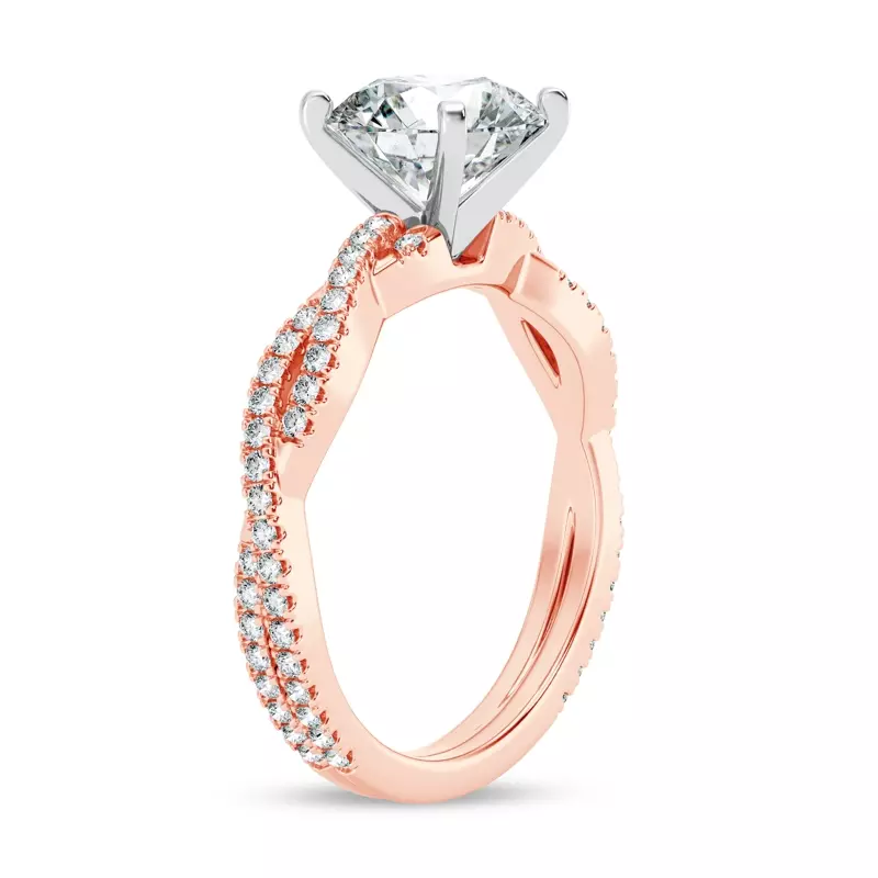 18K Rose Gold Signature Hearts & Arrows Pavé Spiral Engagement Ring